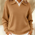 Women's Comfortable Metal Buckle Pullover Knit Sweater