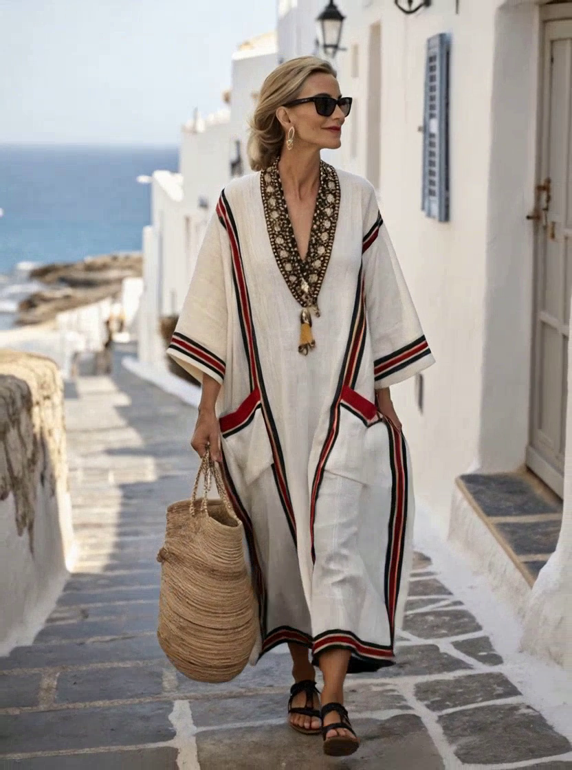 Women'S Loose Contrast Striped Dress