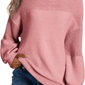 Women's Casual Long Sleeve Loose Round Neck Knit Solid Colour Pullover Sweater