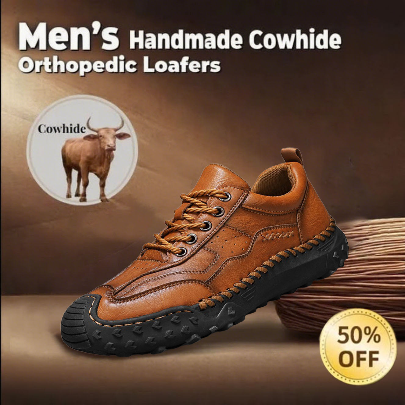 ⏰ 50% off -Men's genuine leather non-slip orthopedic shoes