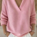 Women's Casual Solid Color V-neck Sweater Top