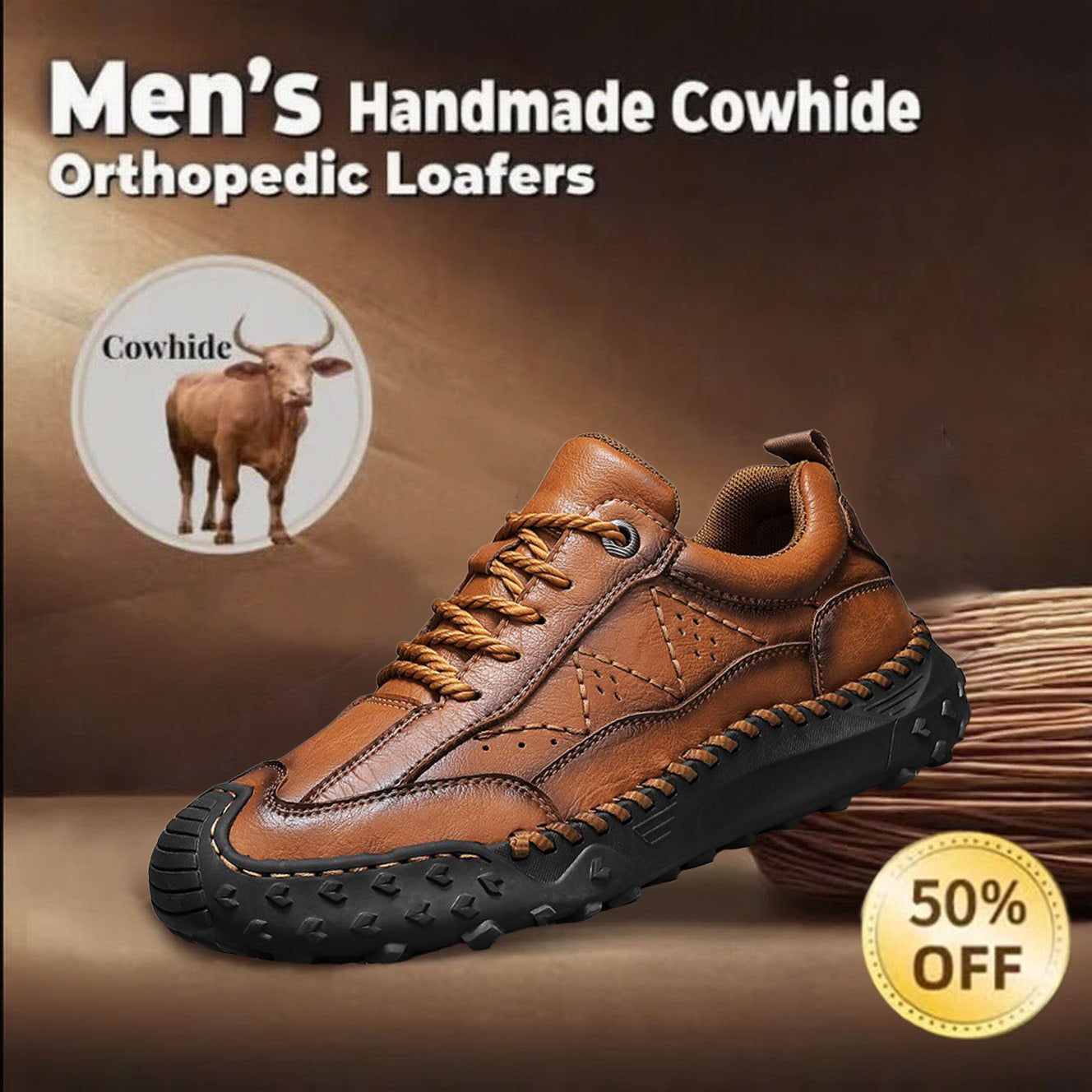 ⏰ 50% off -Men's genuine leather non-slip orthopedic shoes