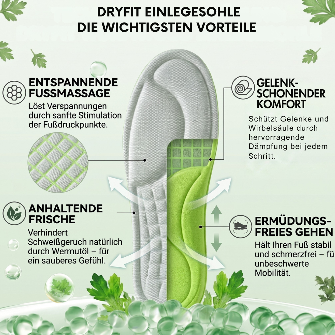DRYFIT - 5D Insole: Antibacterial & Sweat-Absorbing