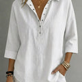 CLEARACNE SALE🔥 Women's Casual Linen Blend Henley 3/4 Sleeve Shirt