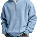 Men's Daily Loose And Simple Waffle Half-zip Stand Collar Long-sleeved Polo Shirt