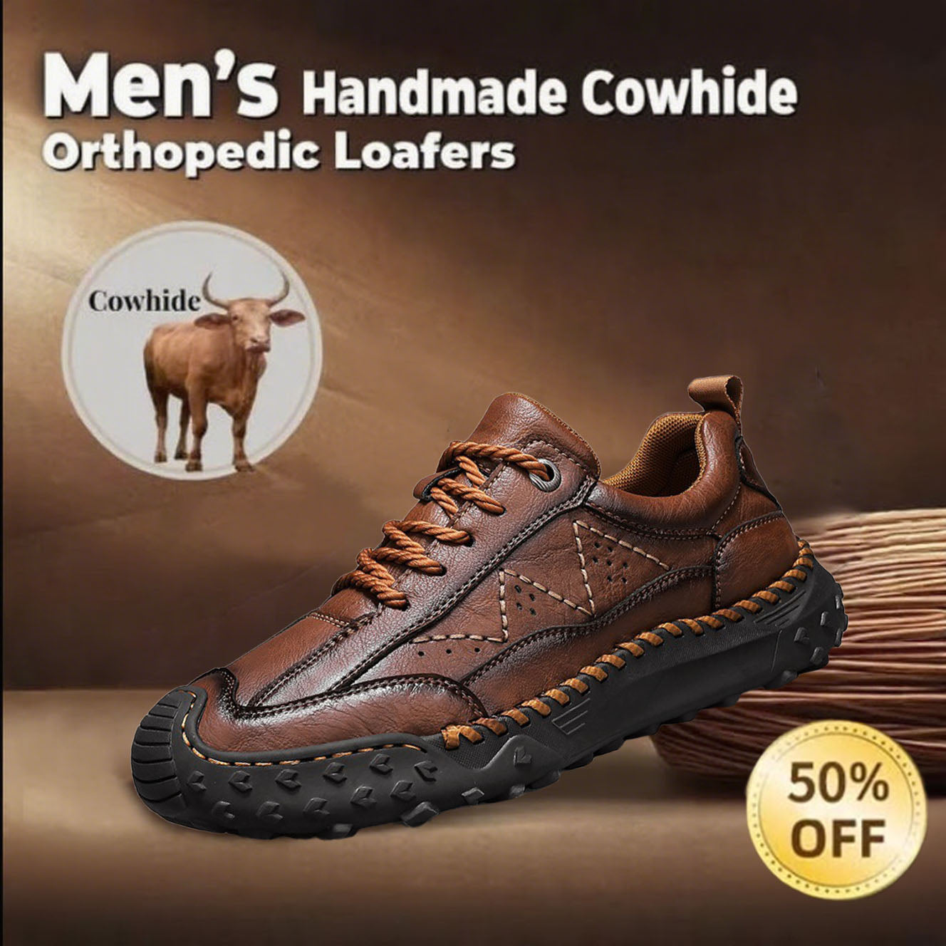 ⏰ 50% off -Men's genuine leather non-slip orthopedic shoes