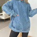 ⏰FALL SALE-DENIM HOODED SWEATSHIRT WITH FRONT POCKETS