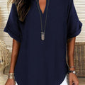 🔥Women's Plain Short Sleeve Blouse, Casual Solid Color Top for Daily Wear, Ladies Clothes for All Seasons