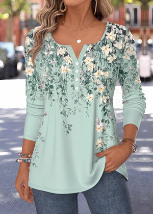 Mint Green Floral Tunic Top - View 1