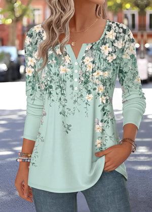 Mint Green Floral Tunic Top - View 3