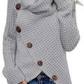 Women's Chunky Turtleneck Long Sleeve Asymmetric Hem Loose Knit Pullover Sweaters