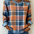 🔥Women's Casual Round Neck Denim Patchwork Pullover Sweatshirt