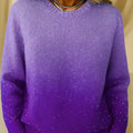 Women's round-neck gradient pattern casual raglan sleeve sweater