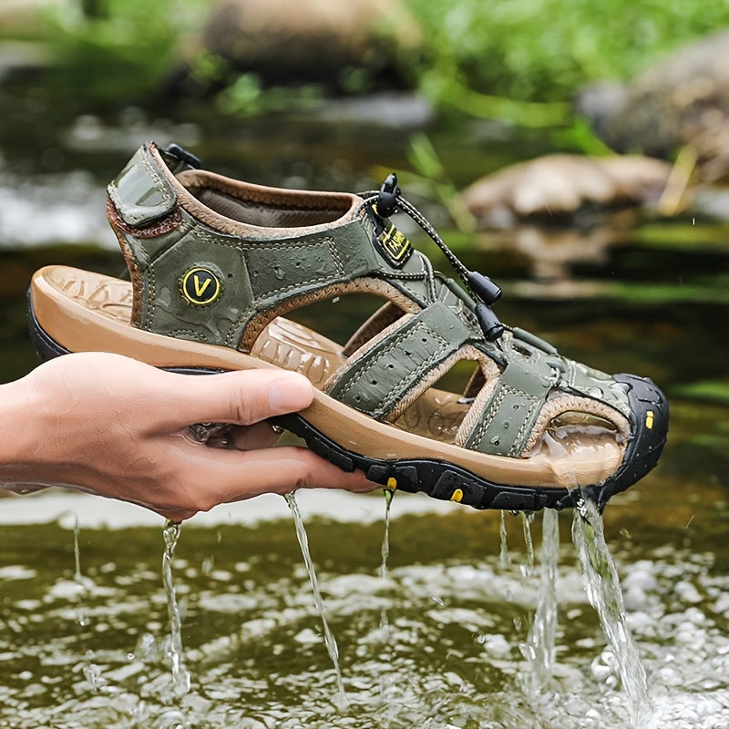 (1+1 GRATIS AKTION) BERGWIND Outdoorsandale aus Echtleder – Unisex, weiches Fußbett mit Zehenschutz