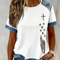 Women's casual retro flag-themed T-shirt