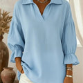 New Arrival 🔥 Women's Casual and Comfortable V-neck Lantern Sleeve Linen Shirt
