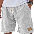 Men's Breathable Linen Embroidered Logo Loose Holiday Shorts