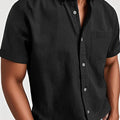 Men's Classic Vintage Washed Gentleman Casual Pocket Short Sleeve Shirt