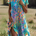 Casual Ditsy Floral Polo Collar Dress