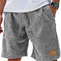 Men's Linen Comfort Embroidered Flat Seam Pockets Breathable Beach Everyday Shorts