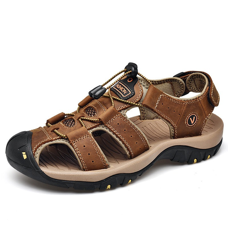 (1+1 GRATIS AKTION) BERGWIND Outdoorsandale aus Echtleder – Unisex, weiches Fußbett mit Zehenschutz