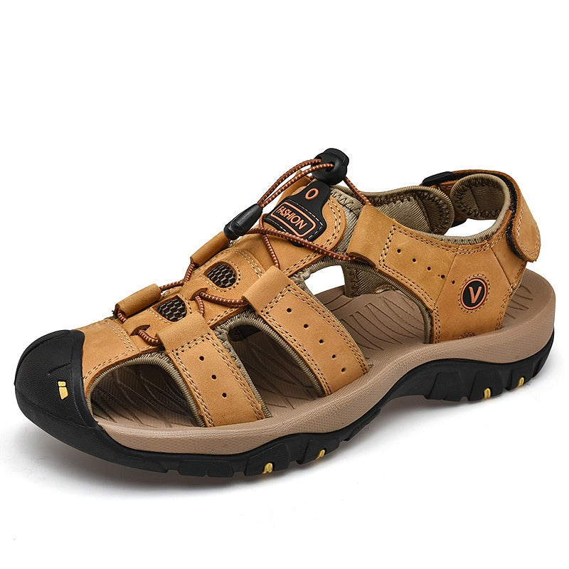 (1+1 GRATIS AKTION) BERGWIND Outdoorsandale aus Echtleder – Unisex, weiches Fußbett mit Zehenschutz