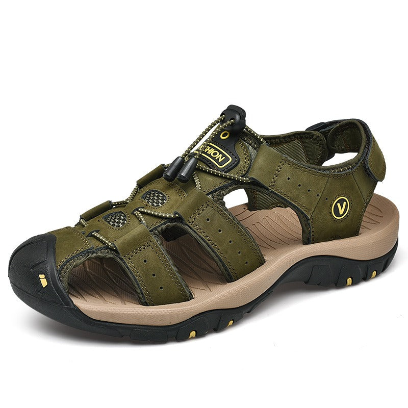 (1+1 GRATIS AKTION) BERGWIND Outdoorsandale aus Echtleder – Unisex, weiches Fußbett mit Zehenschutz