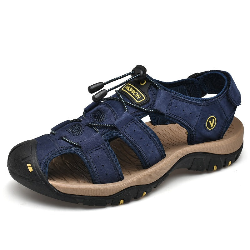 (1+1 GRATIS AKTION) BERGWIND Outdoorsandale aus Echtleder – Unisex, weiches Fußbett mit Zehenschutz