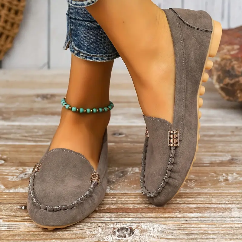 🔥Hot Sale🔥Round-Toe Flats,Breathable Orthopedic Slip On Walking Shoes