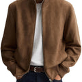 Men's Suede Stand Collar Zip-Up Jacket