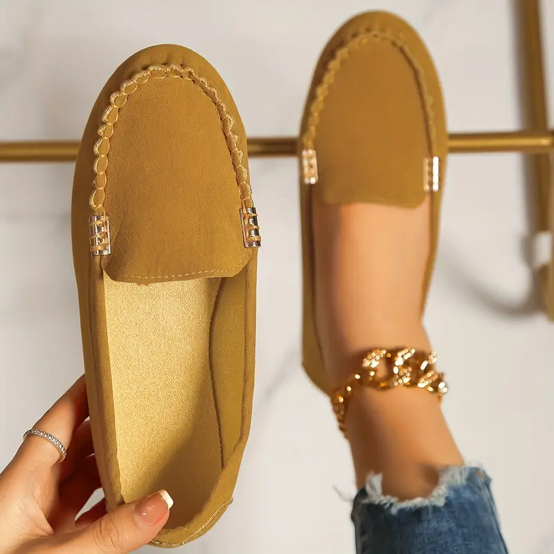 🔥Hot Sale🔥Round-Toe Flats,Breathable Orthopedic Slip On Walking Shoes