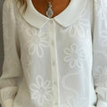 Vintage Peter Pan Collar Embroidered Floral Shirt