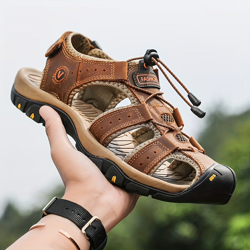 (1+1 GRATIS AKTION) BERGWIND Outdoorsandale aus Echtleder – Unisex, weiches Fußbett mit Zehenschutz