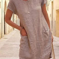 49% 🌹Solid color pocket cotton linen dress