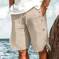 Men’s Breathable Linen Shorts – Elastic Waist, Beach & Daily Wear