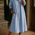 🔥Limited-Time 50% Off Offer🔥Casual Loose-fitting Patchwork Lace Trim Linen And Cotton Dress