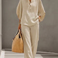 🌿 Effortless Elegance Starts Here — Women’s Batwing Sleeve Linen Cotton Two