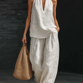 Casual And Cozy Minimalist Linen Two-piece Set