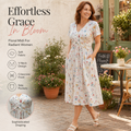 Clearance Sale---Women's V-Neck Floral Print Dress with Twist Waist