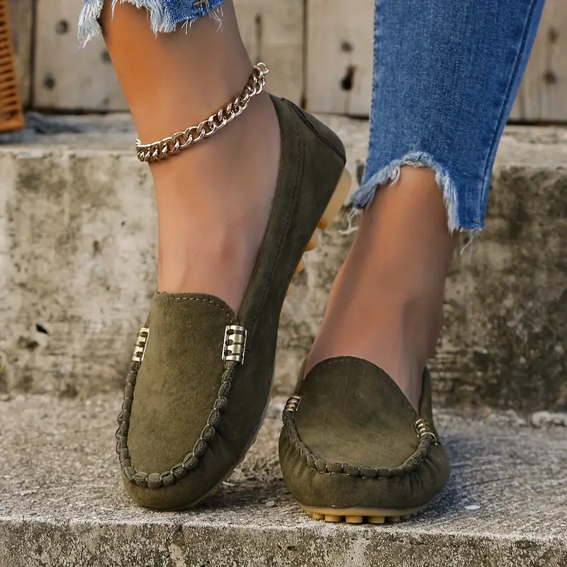 🔥Hot Sale🔥Round-Toe Flats,Breathable Orthopedic Slip On Walking Shoes
