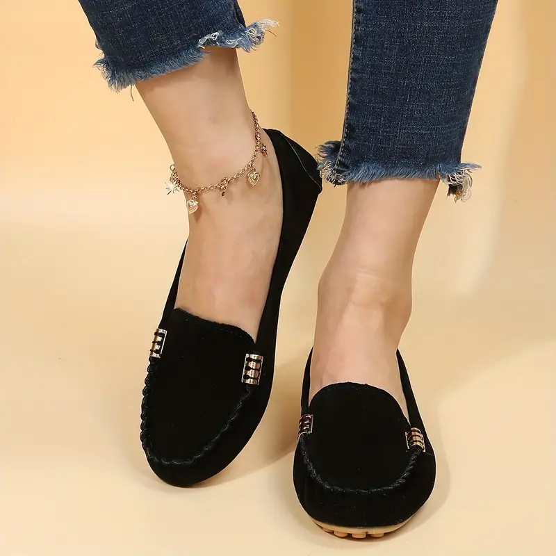 🔥Hot Sale🔥Round-Toe Flats,Breathable Orthopedic Slip On Walking Shoes